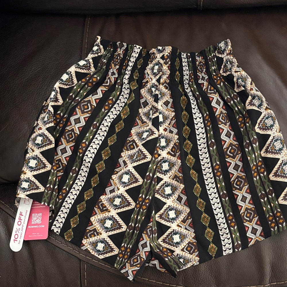 Patterned Black and Brown Women Shorts